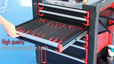 Kinbox Taller Garaje Mecánico Caja de herramientas Almacenamiento con 138 PCS Herramientas